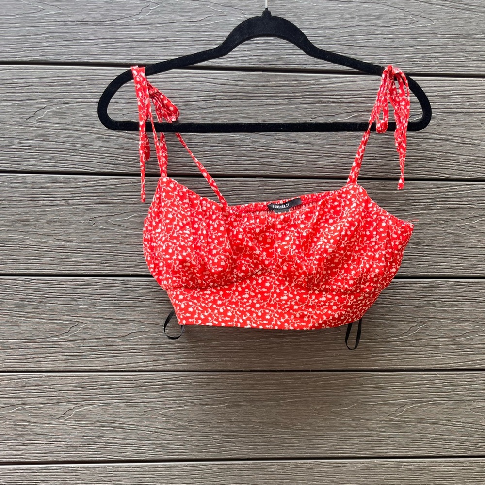 Red Floral Crop top and Skort Set